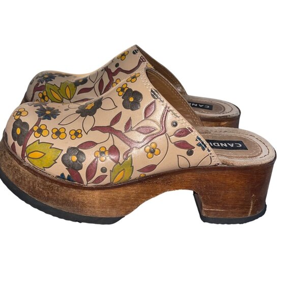 Candies Vintage Womens Clogs Size 7 Boho Funky Fun Floral Wooden Casual - Picture 2 of 10